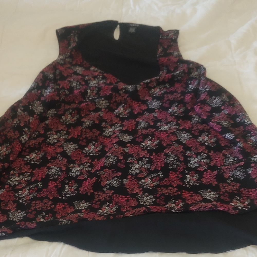 Torrid Black and Pink Floral Blouse
